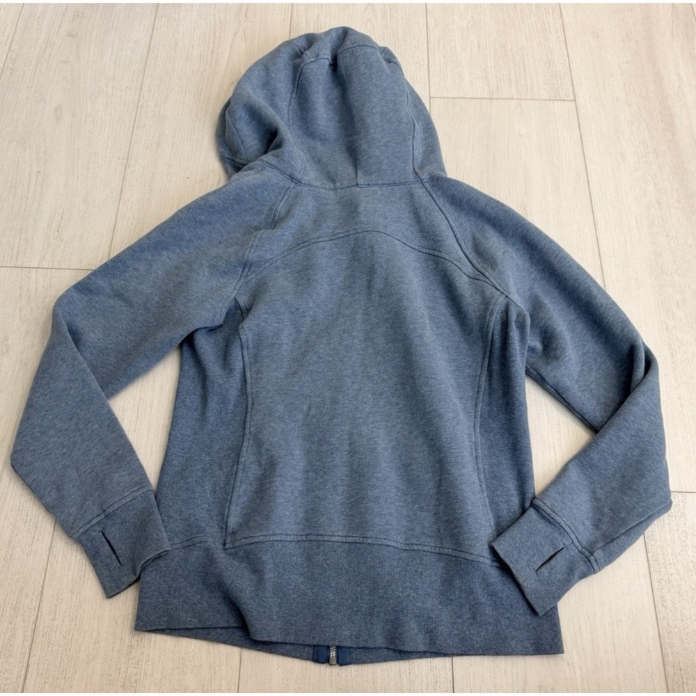 Lululemon Scuba Hoodie Light Cotton Fleece Sz 10 Heathered Illuminight Blue - Picture 4 of 7